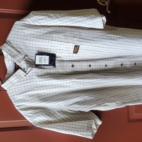 Comfort Outfitter Other - Comfort Outfitter NWT 3XL lt tan plaid SS button down shirt